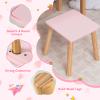 Costzon Kids Vanity Set with Mirror, Wooden Princess Makeup Dressing Table with Stool & Storage Drawer, Toddler Girl Vanity Table and Chair Set, Pretend Play Vanity Set for Little Girls, Pink view 4