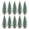 10Pcs Christmas Bottle Brush Pine Tree, Mini Sisal Snow Frost Trees with Wood Base for Village Holiday Party XmasTable Top Decor view 1