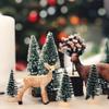 10Pcs Christmas Bottle Brush Pine Tree, Mini Sisal Snow Frost Trees with Wood Base for Village Holiday Party XmasTable Top Decor view 3