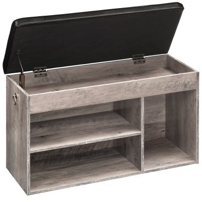 HOOBRO Shoe Storage Bench with Padded Cushion, Entryway Bench with Flip-Open Storage Box and Adjustable Shelf, Shoe Rack with Hidden Compartment, for Entryway, Living Room, Greige BG40HX01