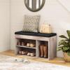 HOOBRO Shoe Storage Bench with Padded Cushion, Entryway Bench with Flip-Open Storage Box and Adjustable Shelf, Shoe Rack with Hidden Compartment, for Entryway, Living Room, Greige BG40HX01 view 2