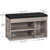 HOOBRO Shoe Storage Bench with Padded Cushion, Entryway Bench with Flip-Open Storage Box and Adjustable Shelf, Shoe Rack with Hidden Compartment, for Entryway, Living Room, Greige BG40HX01 view 3