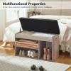 HOOBRO Shoe Storage Bench with Padded Cushion, Entryway Bench with Flip-Open Storage Box and Adjustable Shelf, Shoe Rack with Hidden Compartment, for Entryway, Living Room, Greige BG40HX01 view 4