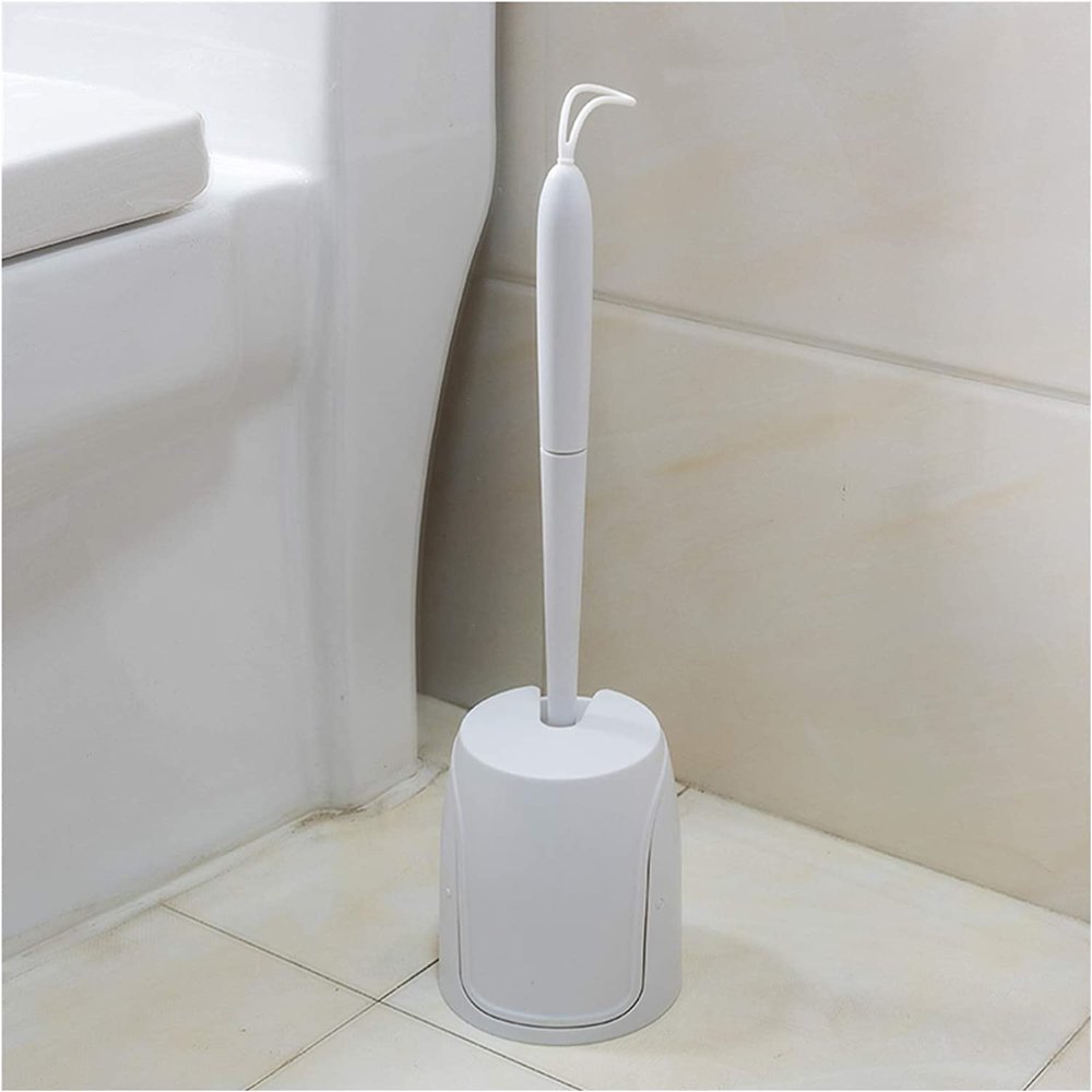 NIUBB Toilet Brush and Holder Household Toilet Brush Set Toilet Bowl Brush Soft Bristles with Rope Wall-Mounted Toilet Cleaning Brush Deep Cleaning Every Corner (Color : White)