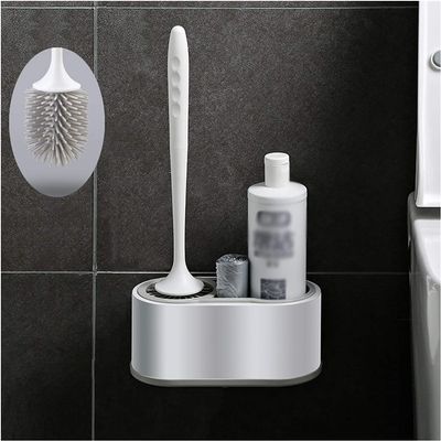 NIUBB Toilet Brush and Holder Toilet Bowl Brush Wall-Mounted Set Household Bathroom Wall-Mounted All-Round Cleaning Silicone Toilet Brush Rack Toilet Brush Deep Cleaning Every Corner (Color : A)