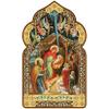 Needzo Nativity of Christ Nativity Scene Icon in Wooden Dome Shape - Gold Foil Icon - With It's Stand for Standing and Hook For Hanging on Wall - Religious Christmas Gift Decoration 7 1/16 Inch view 1