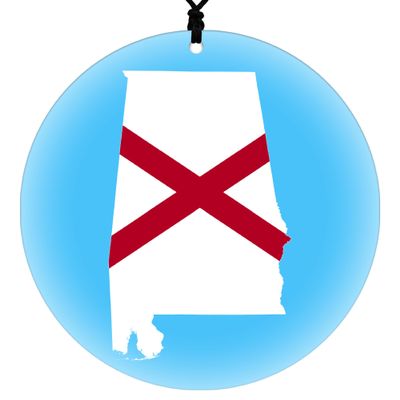 Alabama Christmas Ornament - Frosted Edge Design Featuring and State Flag and Map Composite Graphic - 2026 Hanging Acrylic Disc Decoration for Tree - Unique and Home Decor
