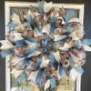 BEAUTIFUL Everyday Wreath, Winter Spring Summer, Brown Plaid Cream Blue Deco Mesh Front Door Wreath, Door Hanger, Country Home, Beach, Farmhouse Decoration, Porch Sign view 3