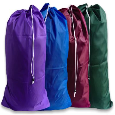 eco2go Heavy Duty Wholesale Nylon Drawstring Laundry Bags in Assorted Colors, (100 Pack), Medium (2436MN-AST-100)