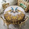 Kazynee Peacock Beautiful Gold Tablecloth - 70" Round Tablecloths for Circular Table Cover with Flower Art Pattern Pattern,Great for Parties,Weddings,Kitchen,Wrinkle-Resistant Table Cover view 3