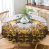 Kazynee Peacock Beautiful Gold Tablecloth - 70" Round Tablecloths for Circular Table Cover with Flower Art Pattern Pattern,Great for Parties,Weddings,Kitchen,Wrinkle-Resistant Table Cover view 4