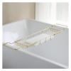 PFCDZDU Bathtub Caddy Tray, Home Stainless Steel Bath Tub Table Shelf with Marble Chopping Board, Adjustable Bath Storage Platform for Hotel Shower Stall (Color : Gold+White) view 1