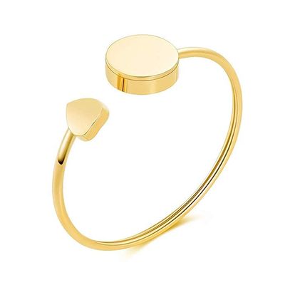 SHEIL High Polished 316L Stainless Steel Blank Round Box Cremation Jewelry for Ashes Memorial Urn Bangle for Women Girls - Engravable