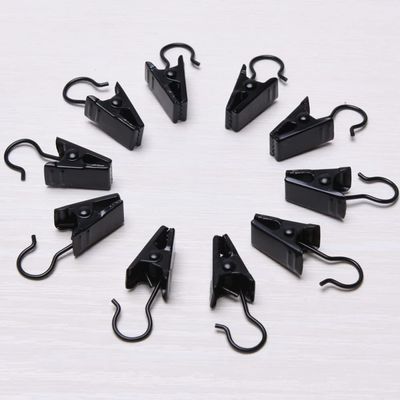 20Pcs Sturdy Durable Metal Curtain Clips Shower Hooks Living Room Curtain Accessories Clamps Drapery Clips Rings Holder,Black Curtain Clips