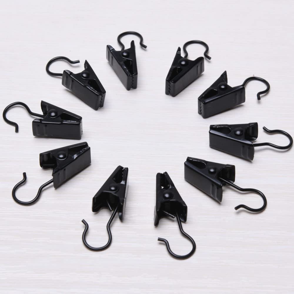 20Pcs Sturdy Durable Metal Curtain Clips Shower Hooks Living Room Curtain Accessories Clamps Drapery Clips Rings Holder,Black Curtain Clips