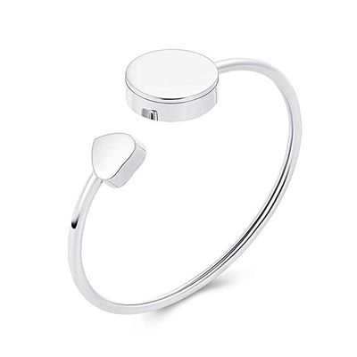 SHEIL High Polished 316L Stainless Steel Blank Round Box Cremation Jewelry for Ashes Memorial Urn Bangle for Women Girls - Engravable