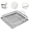 2 pieces air fryer basket for oven Air Fryer Magnetic Cheat Sheet Set tray and grease trap set bacon rack for oven crisper for french fried/frozen food (silver + black) view 2