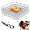 3 Pack Stackable Air Fryer Racks Rectangle Air Fryer Mesh Tray Multi-Layer Toast Racks Stainless Steel Dehydration Rack Compatible with Double Air Fryer(3pcs) view 1