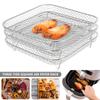 3 Pack Stackable Air Fryer Racks Rectangle Air Fryer Mesh Tray Multi-Layer Toast Racks Stainless Steel Dehydration Rack Compatible with Double Air Fryer(3pcs) view 2