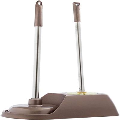 NIUBB Toilet Brush and Holder Combination of Long-Handled Toilet Plunger and Toilet Brush Has a Stable Base for Cleaning Sinks Drains and Toilets Deep Cleaning Every Corner (Color : Brown)