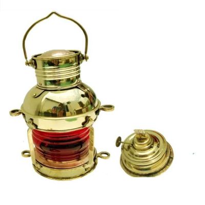 10" Brass Oil Lamp Marine Ship Hanging Lanterns Anchor Boat Lighting Lamp Shiny Brass Hanging Oil Lantern Home Decorative Christmas