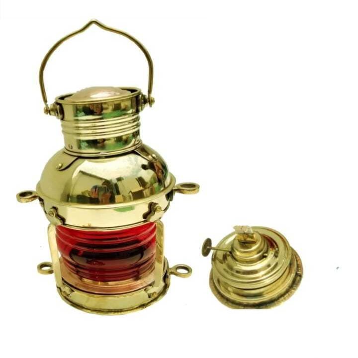 10" Brass Oil Lamp Marine Ship Hanging Lanterns Anchor Boat Lighting Lamp Shiny Brass Hanging Oil Lantern Home Decorative Christmas