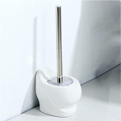 NIUBB Toilet Brush and Holder Toilet Brush and Holder Set Ceramics 2 Pack WC Toilet Bowl Brush Cleaner Long Handle Toilet Scrubber Brush for Bathroom Restroom Deep Cleaning Deep Cleaning Every Corner
