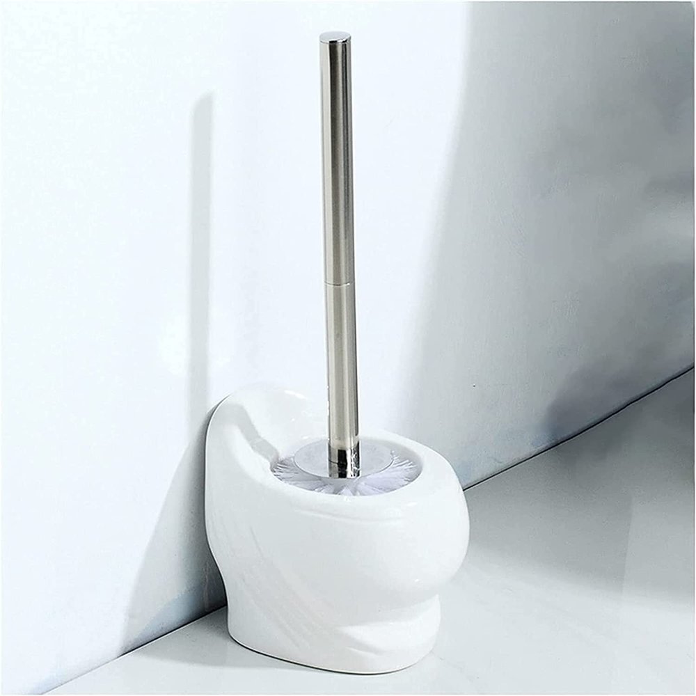 NIUBB Toilet Brush and Holder Toilet Brush and Holder Set Ceramics 2 Pack WC Toilet Bowl Brush Cleaner Long Handle Toilet Scrubber Brush for Bathroom Restroom Deep Cleaning Deep Cleaning Every Corner
