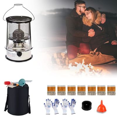 2600w Kerosene Heaters for Indoor Use with 7 Cotton Cores, Portable Kerosene Stove Heater for Indoor Camping Patio Oil Heater for Outdoor Heating Cooking-whiteA/6L
