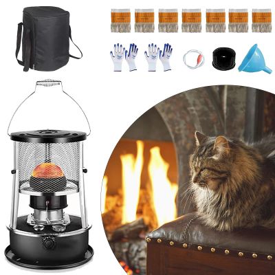 Portable Kerosene Stove Heater for Indoor Camping Patio Oil Heater with 7 Cotton Cores, 2600w Kerosene Heaters for Indoor Use/Outdoor Heating Cooking-withoutglasscover4.5L-black