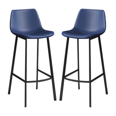 Lsoiup Metal Bar Stools Bar Stools Set of 2 Black Metal Counter Height Barstools PU Leather Kitchen Island Chairs Industrial Pub Barstools with Back and Footrest