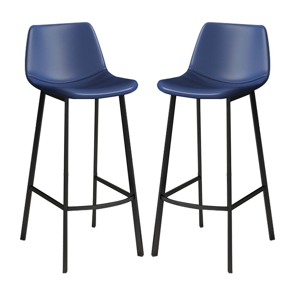Lsoiup Metal Bar Stools Bar Stools Set of 2 Black Metal Counter Height Barstools PU Leather Kitchen Island Chairs Industrial Pub Barstools with Back and Footrest