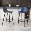 Lsoiup Metal Bar Stools Bar Stools Set of 2 Black Metal Counter Height Barstools PU Leather Kitchen Island Chairs Industrial Pub Barstools with Back and Footrest view 2