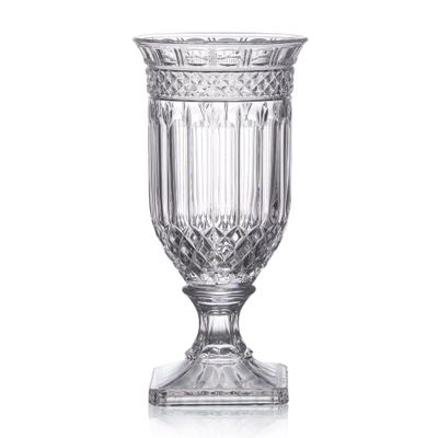 Joeyan 13" Glass Urn Vase,Tall Centerpiece with Ripple Diamond Pattern,Thickened Vase for Home, Wedding Parties
