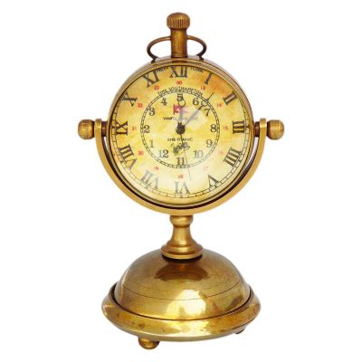 ACTIVE INDUSTRIES Brass Table Clock RMS Titanic Desk and Shelf Clock Vintage Compass Antique Finish Handmade Old Look Clock for Office, Bedroom, Living Room, Home Decor (4.5, Brown)