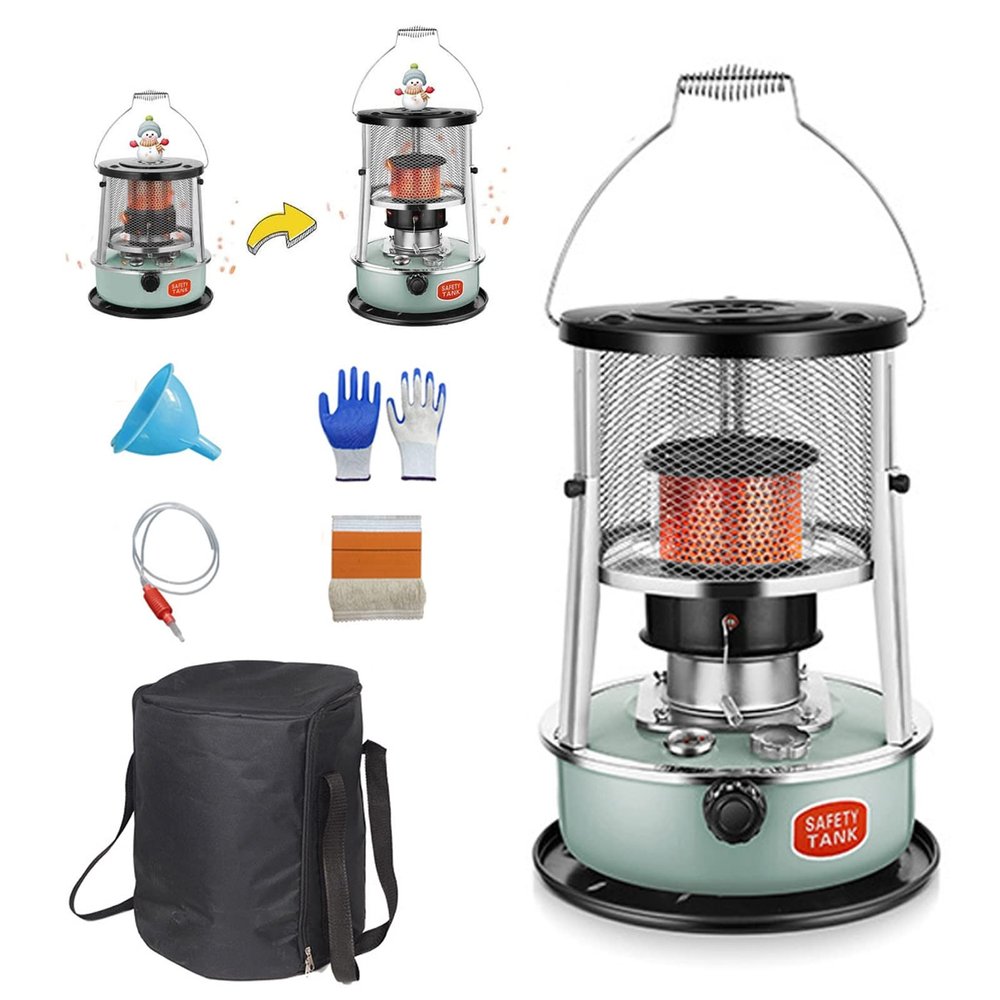 Kerosene Stove Burner, Windproof Kerosene Heaters,Protective Cover Adjustable Emergency Tent Heater,No Electricity Required,with Storage Bag and Accessories