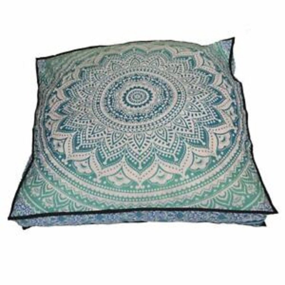 35" Square Cushion Pillow Cover Elephant Mandala Throw Indian Floor Ottoman Pouf