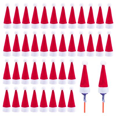 CRAFFANCY Mini Christmas Hats, 40 Pieces Mini Lollipop Hat Bottles Cover Santa Hats for Home Party Holiday Decor Crafts