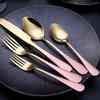 30 Piece Gold Silverware Set for 6 Stainless Steel Flatware Sets Pink Gradual Change Handle Durable Home Kitchen Wedding Restaurant Cutlery Utensils Knife Forks and Spoons Delicate Tableware view 1