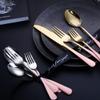 30 Piece Gold Silverware Set for 6 Stainless Steel Flatware Sets Pink Gradual Change Handle Durable Home Kitchen Wedding Restaurant Cutlery Utensils Knife Forks and Spoons Delicate Tableware view 2