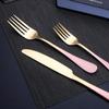 30 Piece Gold Silverware Set for 6 Stainless Steel Flatware Sets Pink Gradual Change Handle Durable Home Kitchen Wedding Restaurant Cutlery Utensils Knife Forks and Spoons Delicate Tableware view 3