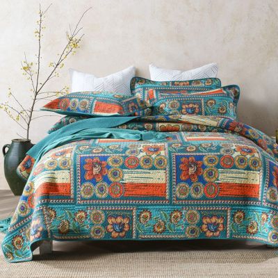 XXRBB Reversible Bedspread Set Geometric Patterns, Double Stitched, Lightweight Quilted Coverlet, with 2 Pillow Shams