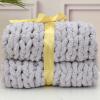 MHUQIA Chunky Knit Blanket Throw 31x39in, Soft Chenille Yarn Knitted Blanket, Machine Washable Crochet Blanket, Throw Blanket Knit, Handmade Cable Knit Throw Blanket for Couch, Bed view 1