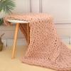 MHUQIA Chunky Knit Blanket Throw 31x39in, Soft Chenille Yarn Knitted Blanket, Machine Washable Crochet Blanket, Throw Blanket Knit, Handmade Cable Knit Throw Blanket for Couch, Bed view 2