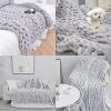 MHUQIA Chunky Knit Blanket Throw 31x39in, Soft Chenille Yarn Knitted Blanket, Machine Washable Crochet Blanket, Throw Blanket Knit, Handmade Cable Knit Throw Blanket for Couch, Bed view 3