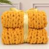 MHUQIA Chunky Knit Blanket Throw 31x31in, Soft Chenille Yarn Knitted Blanket, Machine Washable Crochet Blanket, Throw Blanket Knit, Handmade Cable Knit Throw Blanket for Couch, Bed view 1