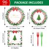 gisgfim 96 Pcs Christmas Paper Plates Napkins Party Supplies Holly Leaf Party Tableware Decorations Favors for Merry Christmas Birthday Serves 24 view 2