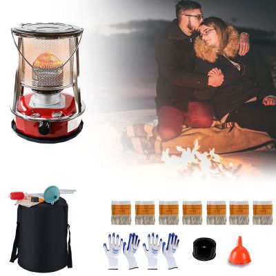 2600w Kerosene Heaters for Indoor Use with 7 Cotton Cores, Portable Kerosene Stove Heater for Indoor Camping Patio Oil Heater for Outdoor Heating Cooking-red/4.5L