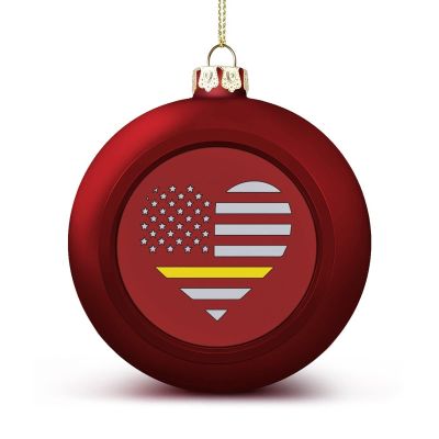911 Dispatcher Heart Thin Gold Line Christmas Ball Xmas Pendant Shatterproof Hanging Ornament for Christmas Tree Window Door Decor 1PCS