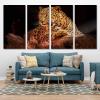 Leopard 4 Pieces Canvas Wall Art Set Animal Prints Poster Print Modern Home Living Room Office Decor With Framed 16"x32"x4pcs view 2